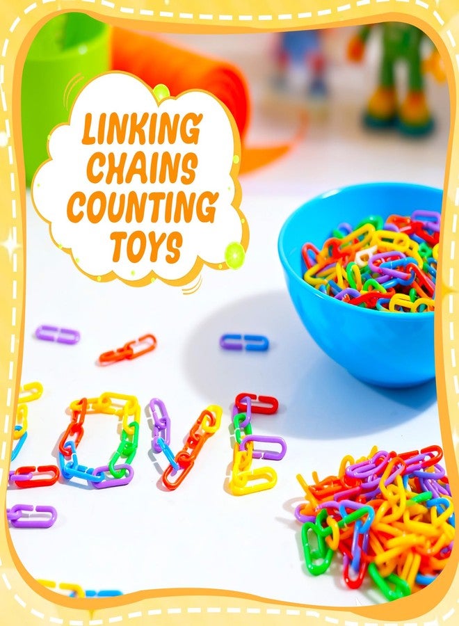 Bbiamsleep 600 Pcs Plastic Chain Links 6 Colors Counting Linking Activity Kit for Fine Motor Color Recognition Counting Sorting Skills - Image 5